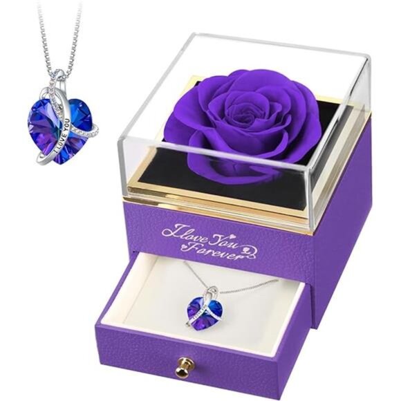 Valentines Day Gifts for Her, Preserved Real Purple Rose, Forever - Picture 7 of 7